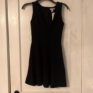Black Scalloped V-Neck Dress